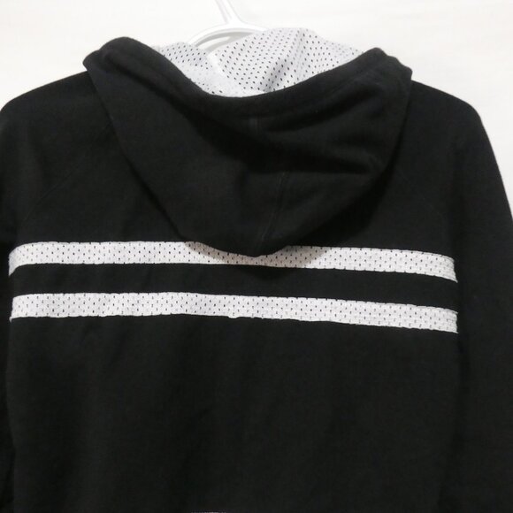 BEBE SPORT | small | Black & White Cropped Mesh Lined Hoodie | Logo & Stripes - Picture 11 of 15